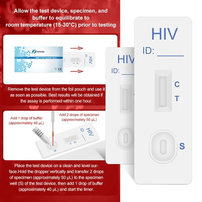 Safe Care Kit HIV antibody rapid test cassette for HIV-1 and HIV-2 antibody screening, designed for fast and private home use in Dubai, UAE.